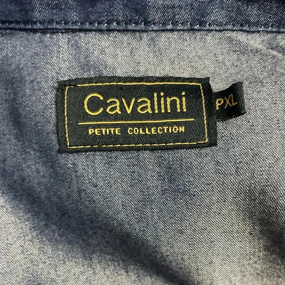 Cavalini Petite Collection Dark Wash Denim Shirt, PXL, ButtonUp with 3/4 Sleeves - Picture 3 of 8